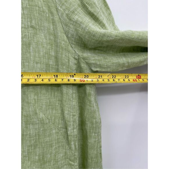 Lafayette 148 Linen Tunic Top Shirt Button Down Women 6‎ Green Collar Oversized - Picture 8 of 12